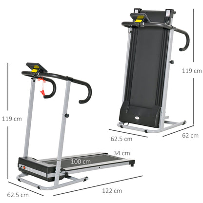 Unisex Electric Treadmill, Folding Indoor Cardio Treadmill, 1.25HP Motorised Running Jogging Walking Machine, w/ 3 Programs, LCD Monitor 10km/h