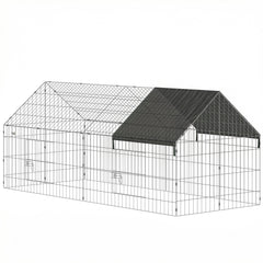 PawHut Rabbit Run with Protective Cover for  Small Animals, Chickens, Guinea Pigs, Tortoises, 180 x 75 x 75 cm, Black
