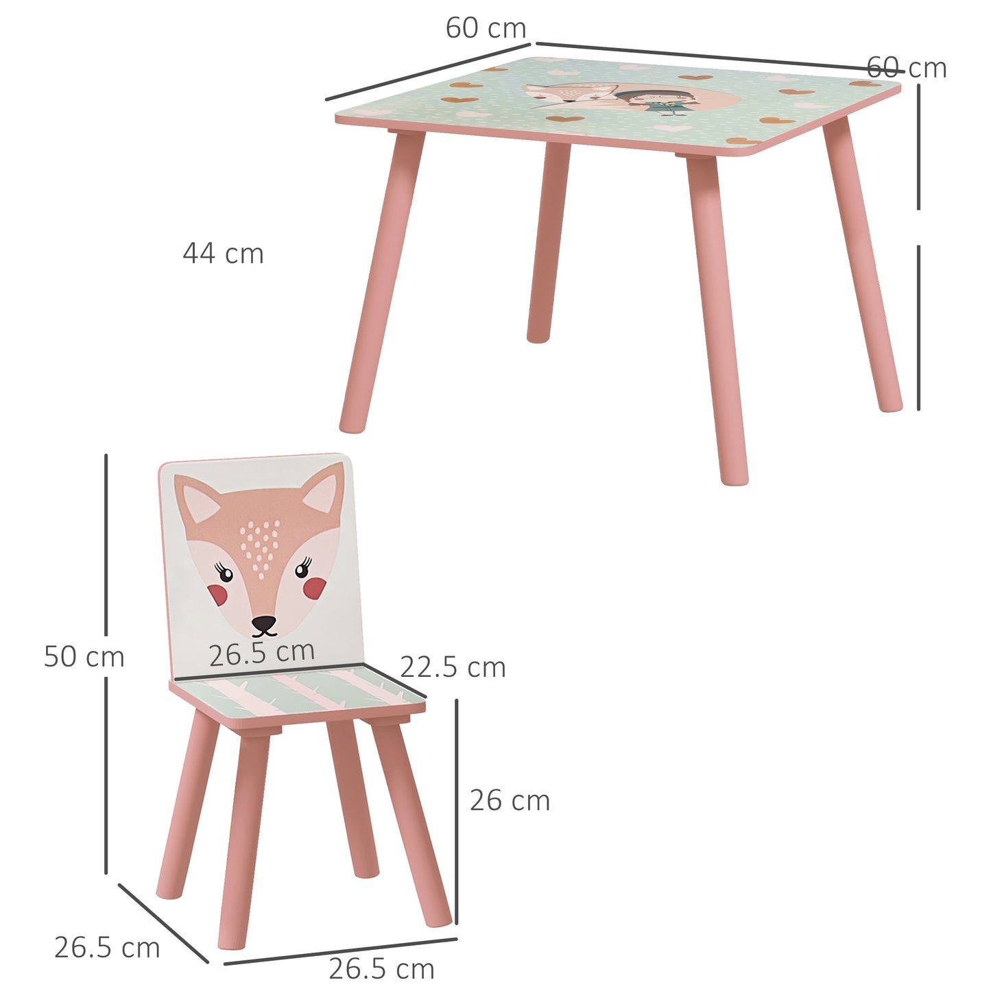 ZONEKIZ Kids and Table Chairs, Children’s Desk with Two Chairs, مجموعة أثاث للأطفال الصغار، للأعمار من 3 إلى 6 سنوات - وردي