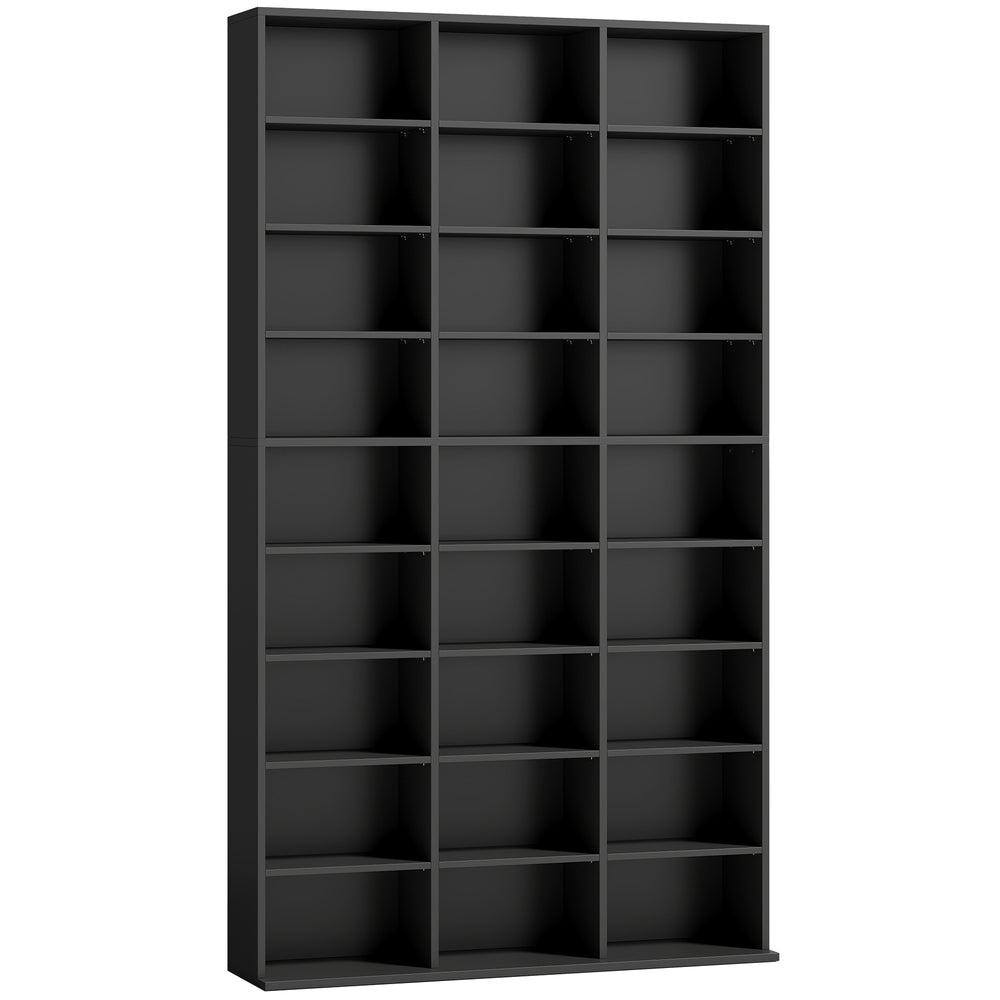HOMCOM 835 CD/500 DVD Storage Unit, Blu-ray Media Storage Shelf with 27 Compartments and 21 Adjustable Shelves, Black