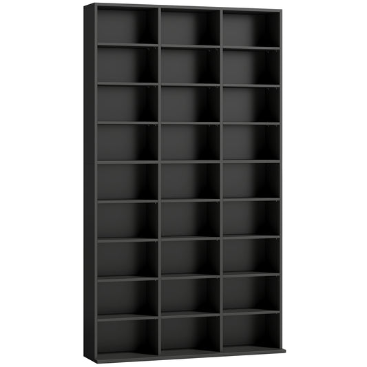HOMCOM 835 CD/500 DVD Storage Unit, Blu-ray Media Storage Shelf with 27 Compartments and 21 Adjustable Shelves, Black