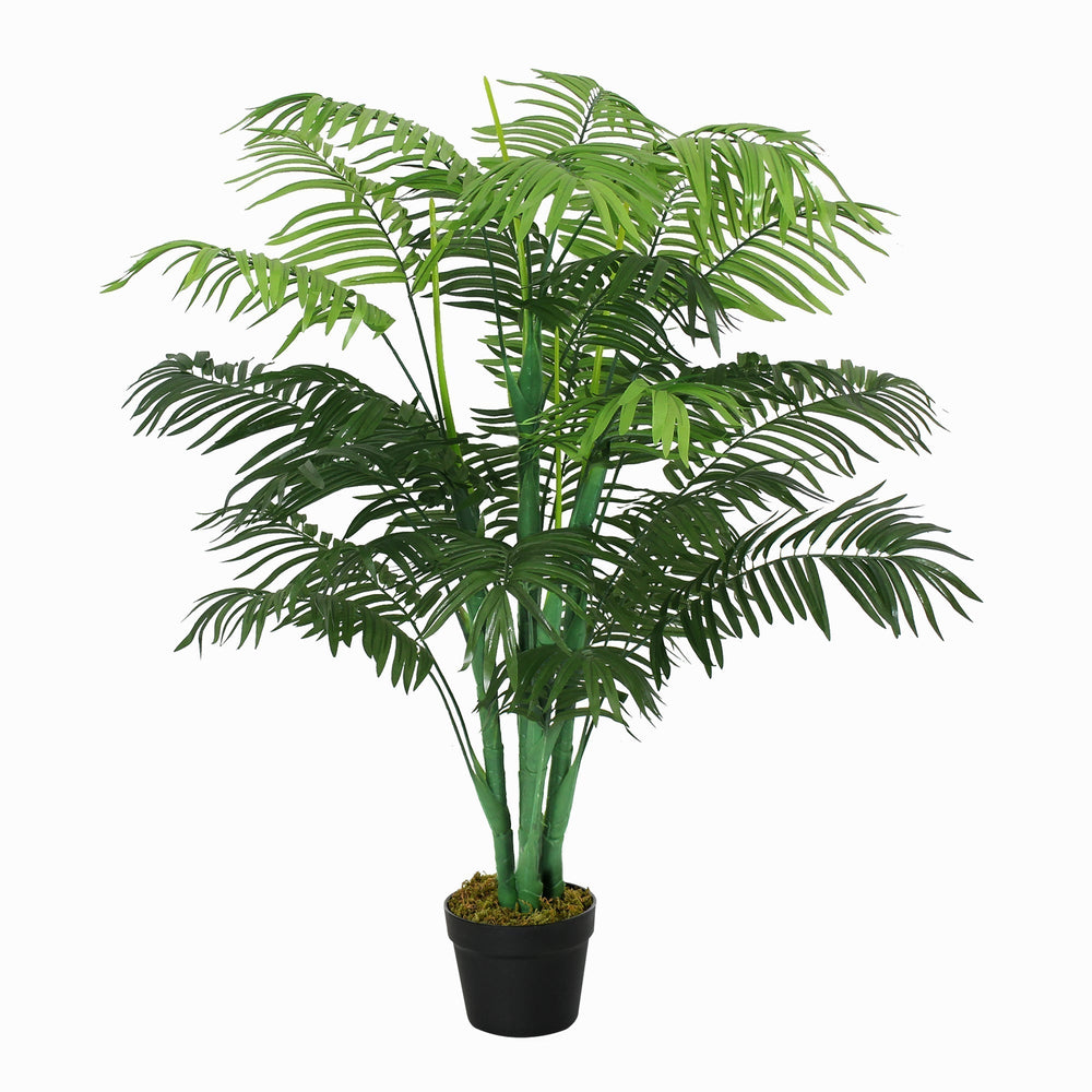 Outsunny 125cm/4FT Artificial Palm Plant Decorative Tree with Nursery Pot, Fake Plastic Indoor Home Office Decor, Green