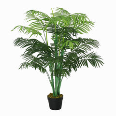 Outsunny 125cm/4FT Artificial Palm Plant Decorative Tree with Nursery Pot, Fake Plastic Indoor Home Office Decor, Green