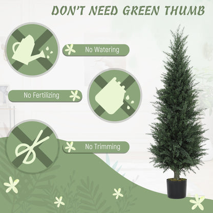 HOMCOM Set of Two Artificial Cypress Trees - Green