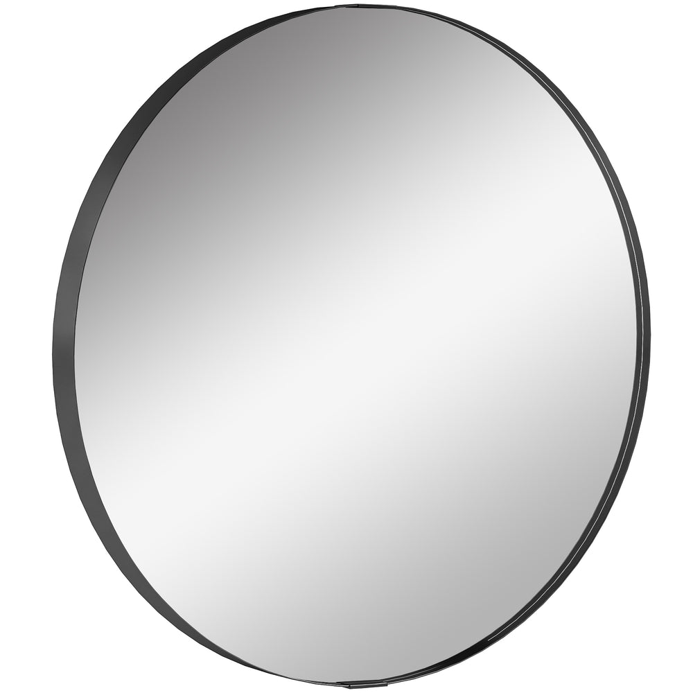 HOMCOM Round Wall Mirror 61 cm, Wall Mounted Bathroom Mirror with Tempered Safety Glass and Aluminium Alloy Frame, Black