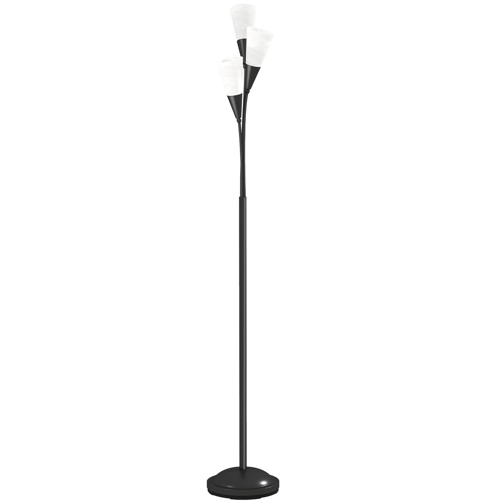 HOMCOM Modern Standing Lamp, 3-Light Upright Floor Lamps for Living Room, Black