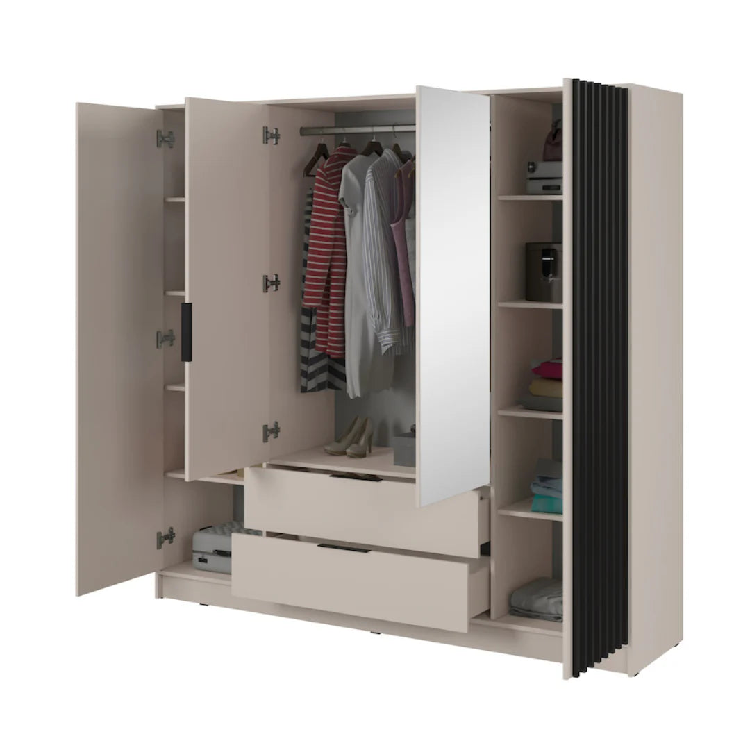 Nelly Hinged Door Wardrobe 206cm [Mirror]