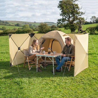 Outsunny Camping Windbreak Pop Up Windbreaker Blocker with Ropes Pegs for Beach Caravan Outdoor 480 x 120 cm