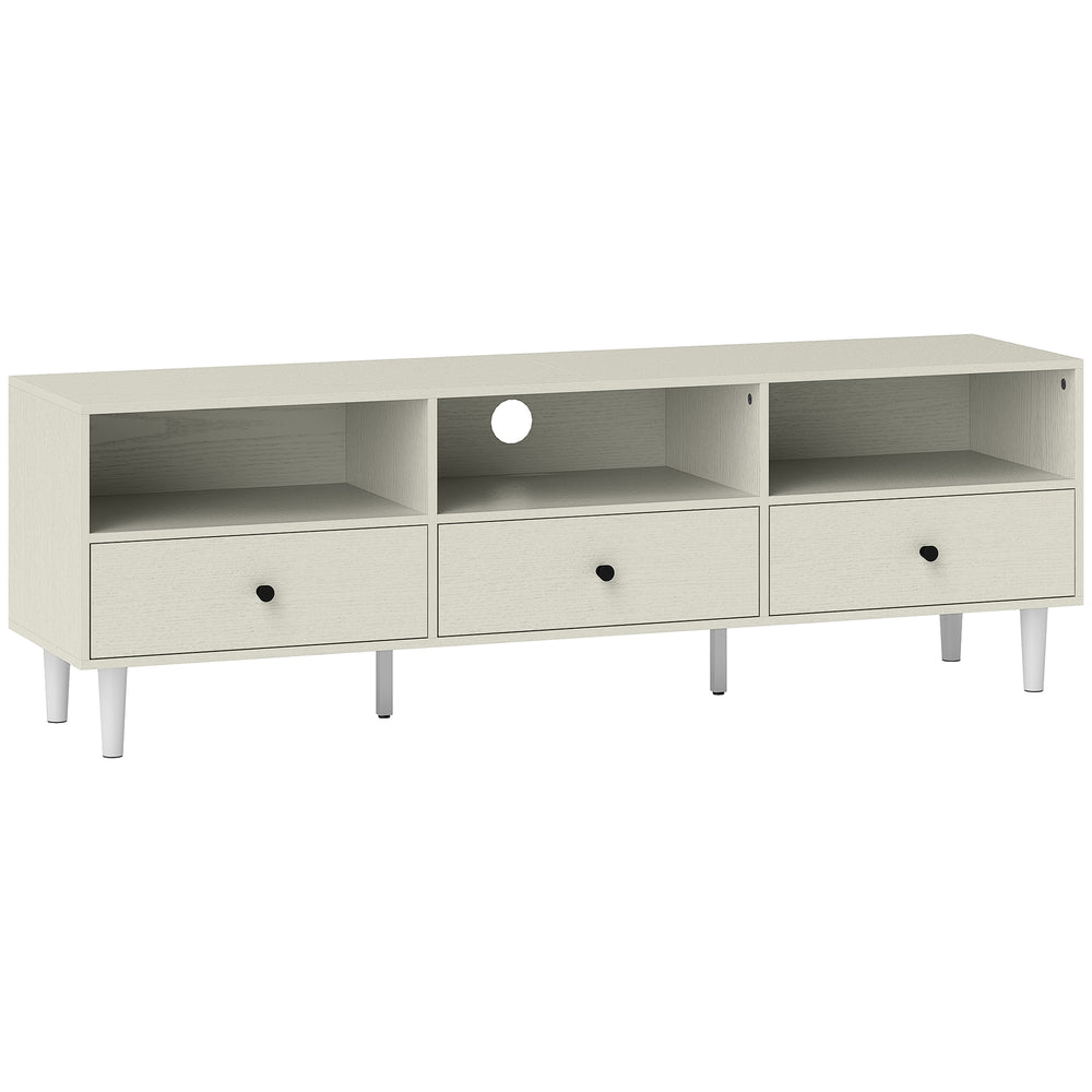 HOMCOM Multi-Storage Minimal TV Stand - Cream White
