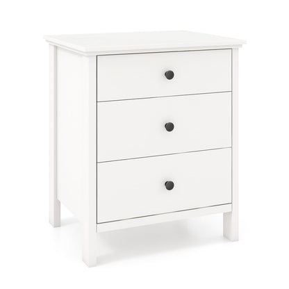 Nightstand with 3 Drawer for Bedroom Compact Storage Chest-White