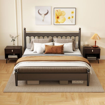 Mid-Century End Table with Open Storage Shelf for Living Room Bedroom Small Spaces-Brown