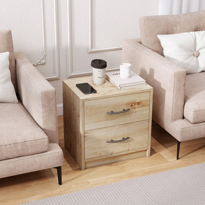 2-Drawer Nightstand with Storage for Living Room Bedroom-Oak