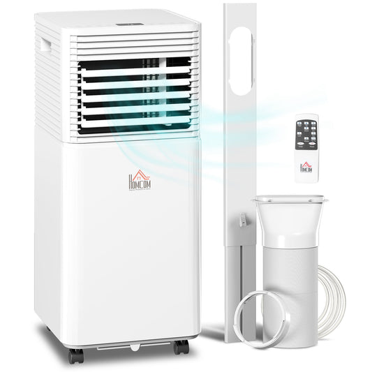 HOMCOM 9000 BTU Portable Air Conditioner for Cooling Dehumidifier Fan, Air Conditioning Unit for Room up to 28m√Ç¬≤, with Remote, 24H Timer, Window Mount Kit, R290, A Energy Efficiency, 1122W