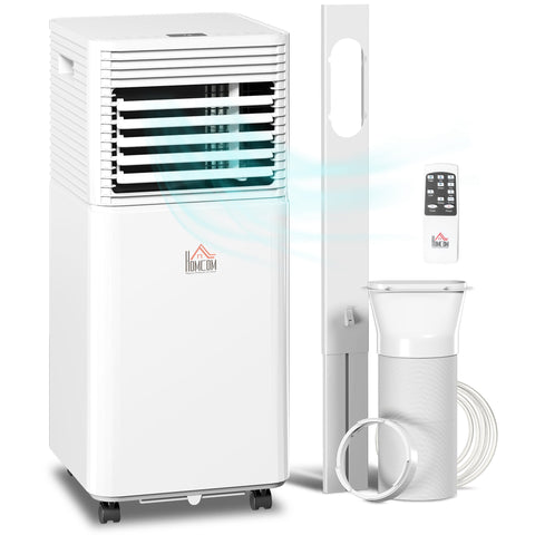 HOMCOM 9000 BTU Portable Air Conditioner for Cooling Dehumidifier Fan, Air Conditioning Unit for Room up to 28m√Ç¬≤, with Remote, 24H Timer, Window Mount Kit, R290, A Energy Efficiency, 1122W