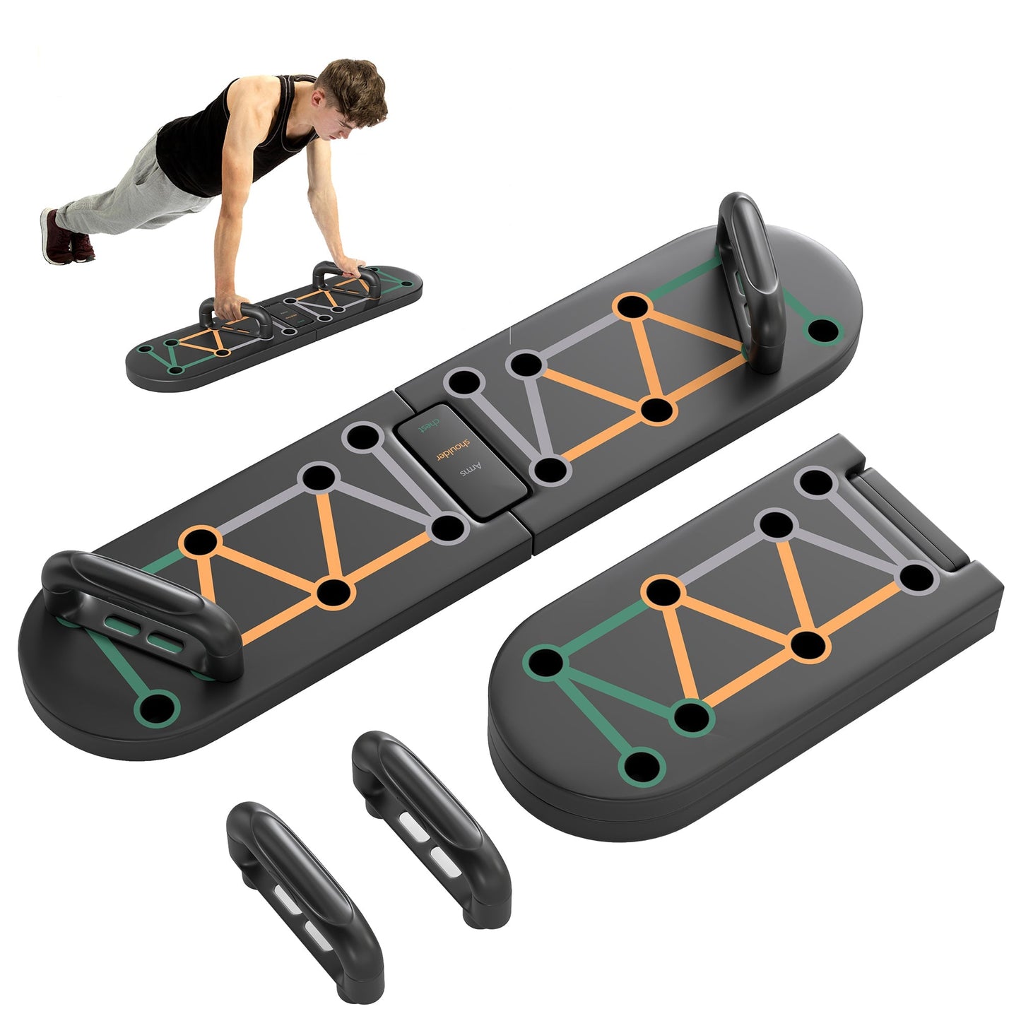 SPORTNOW Foldable Push Push Up Board with Non-Slip Pads, for Chest, Arms, Shoulders, Black