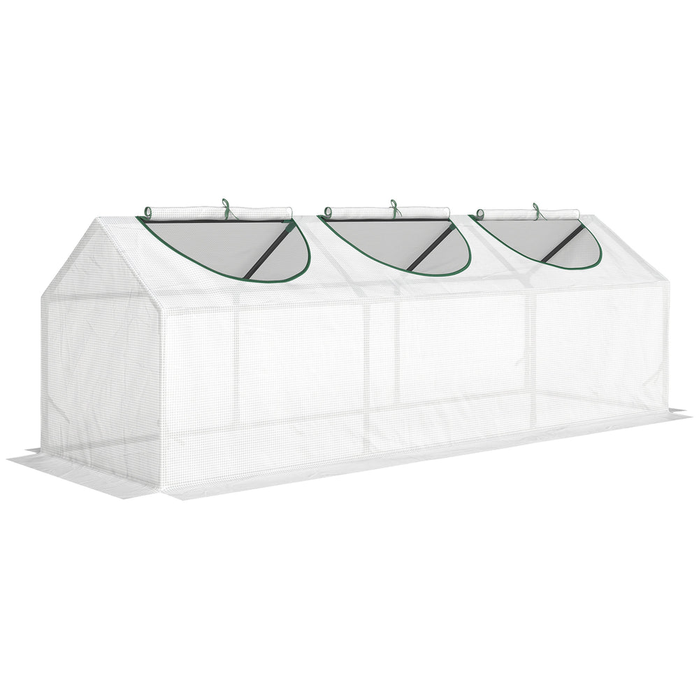 Outsunny Mini Greenhouse Portable Flower Planter Vegetable Grow House for Garden with Zipped Windows, 180 x 60 x 60 cm, White