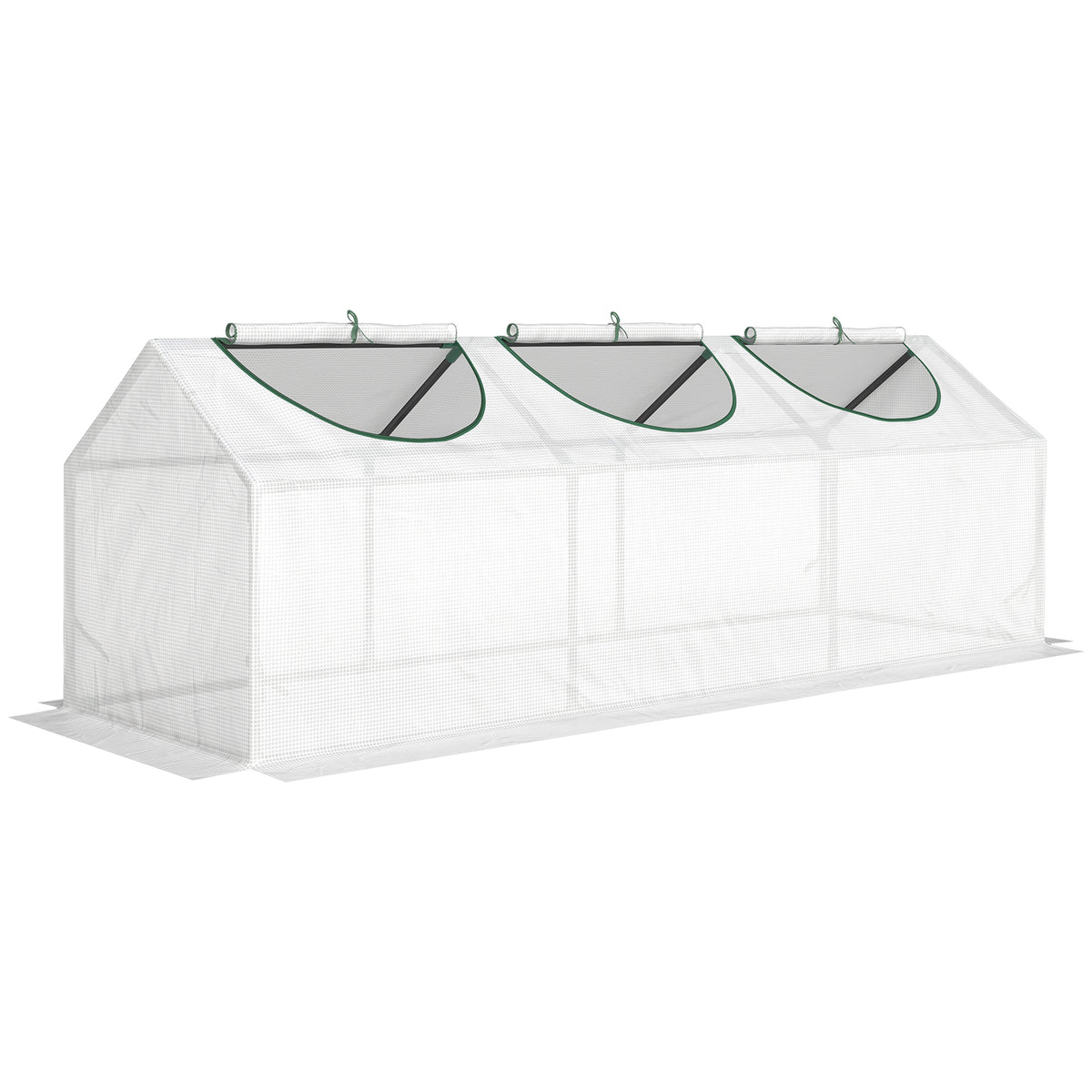 Outsunny Mini Greenhouse Portable Flower Planter Vegetable Grow House for Garden with Zipped Windows, 180 x 60 x 60 cm, White