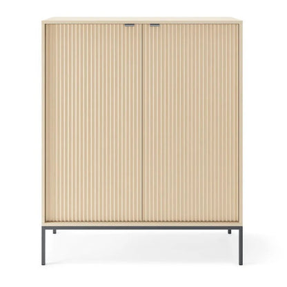 Beige cabinet with sliding doors on a white background