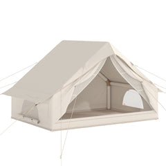 Outsunny Inflatable Tent Waterproof for Camping Blow Up Tent with Pump Carry Bag for 2-4 Person, Beige