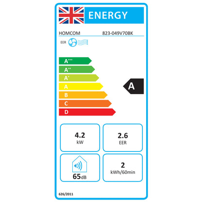 HOMCOM 14000 BTU Mobile Air Conditioner, 35m_, Smart Home WiFi, with Dehumidifier, Fan, 24H Timer, Window Kit, Black