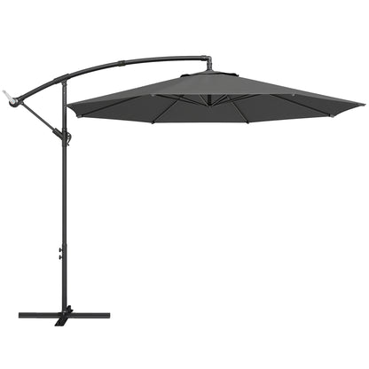 Outsunny 3 m Overhanging Cantilever Parasol, with Cross Base - Grey