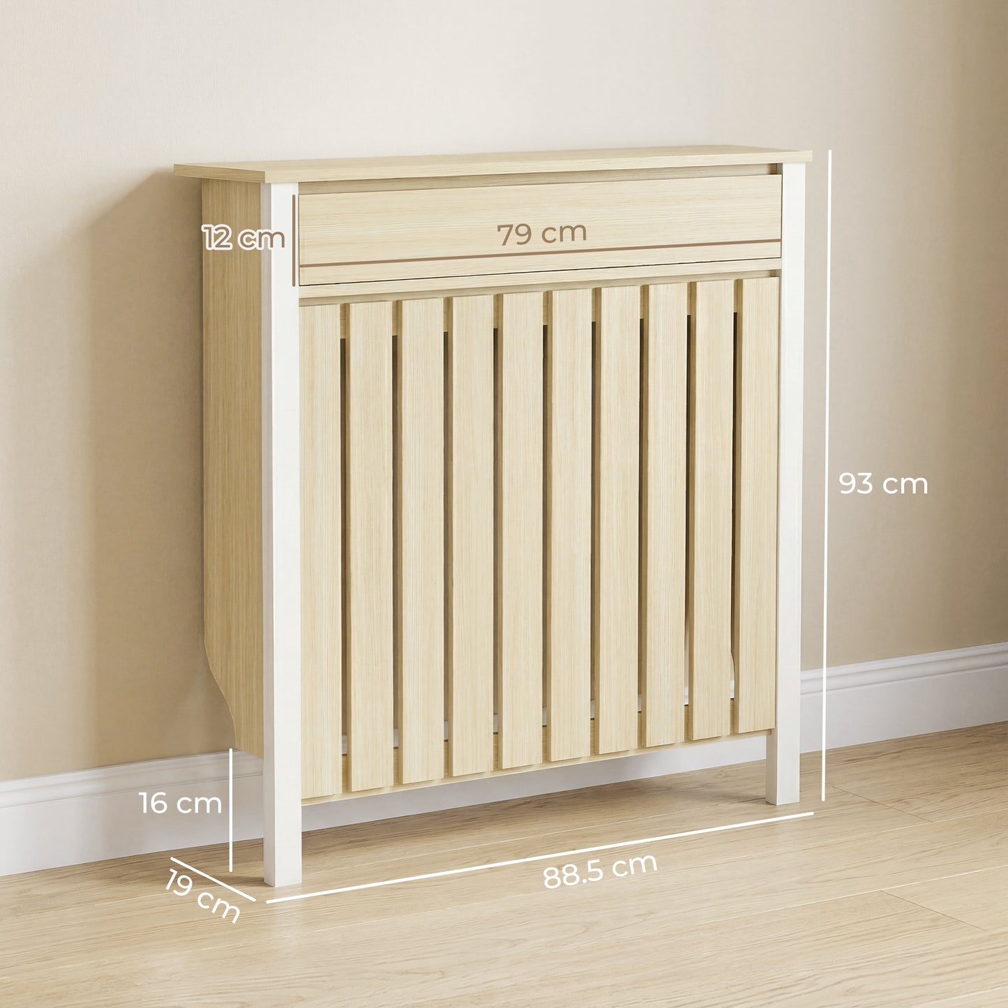 HOMCOM 93 x 88.5cm Rustic-Look Radiator Cover - Oak