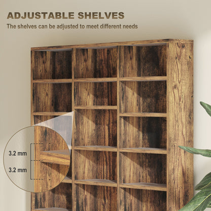 HOMCOM CD Storage Unit with Adjustable Shelves, 102 x 195 cm, Rustic Brown