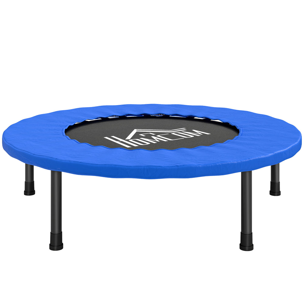 HOMCOM 32" Mini Fitness Trampoline Home Gym Yoga Exercise Rebounder Indoor Outdoor Jumper with Safety Pad, Support Up to 100 KG, Blue and Black