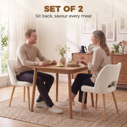 HOMCOM Dining Chairs Set Upholstered Kitchen Chenille Tool Free Assembly Rubberwood Legs, Beige