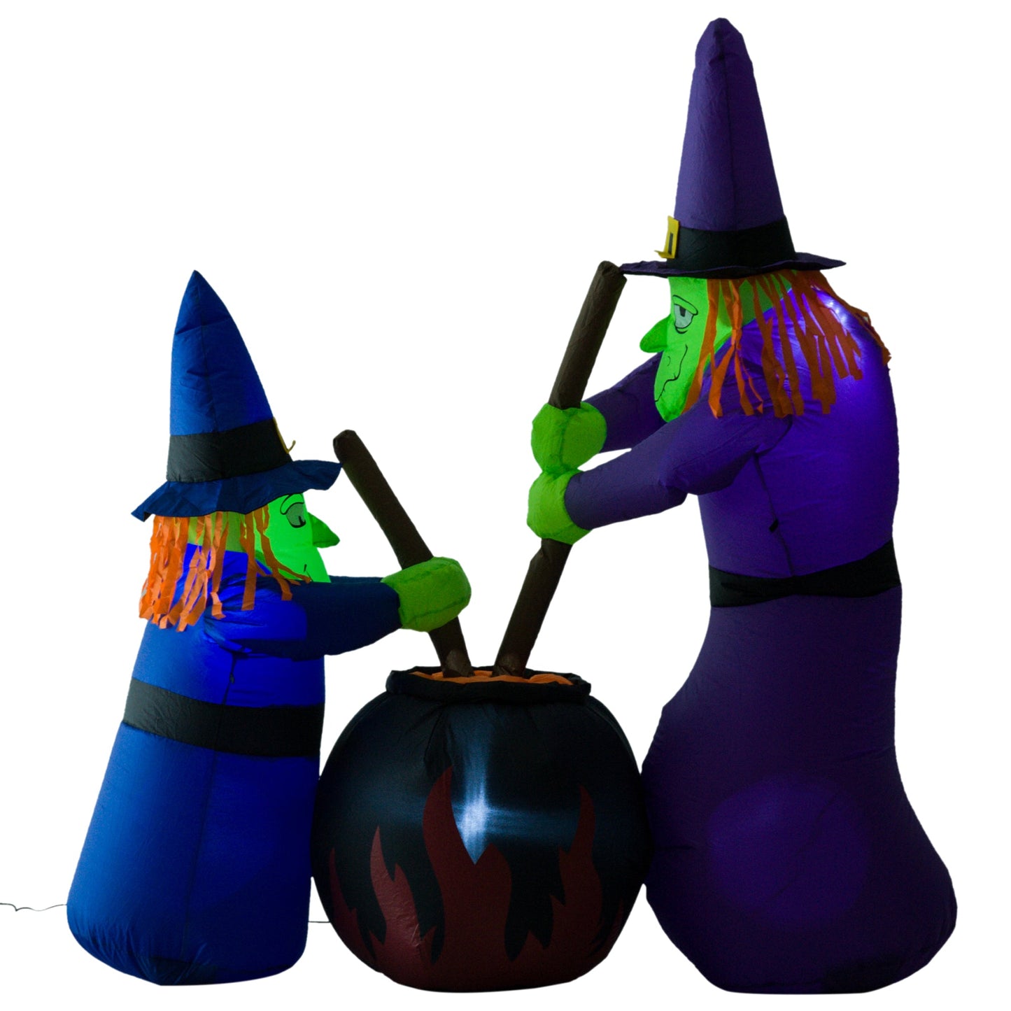 HOMCOM 1.8m Inflatable Halloween Lawn Decoration with LED Witches Around A Black Cauldron Outdoor Air Blown Holiday D√É¬©cor