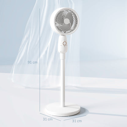 HOMCOM Pedestal Fan, Powerful Air Circulator, 12 Inch Floor Standing Fan with 3 Speed Settings, Oscillating Function for Bedroom, Home and Office, White