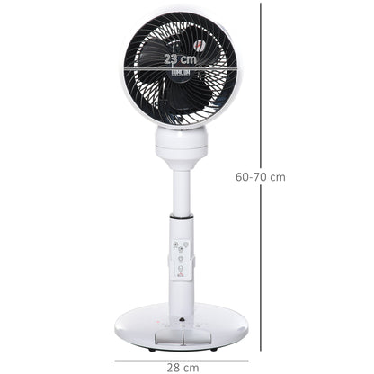 HOMCOM 9'' Air Circulator Fan 3 Speed 3 Mode, 70 Oscillation 90 Vertical Tilt, Height Adjustable, Remote Controller, for Living Room, Bedroom, Office, Black and White