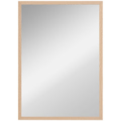 HOMCOM Wall Bathroom Mirror, 70 x 50 cm Wall-Mounted Mirror for Living Room, Bedroom, Hallway, Natural Wood
