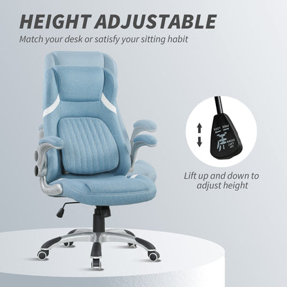 Vinsetto Linen-Look Office Chair, with Adjustable Height and Tension - Blue