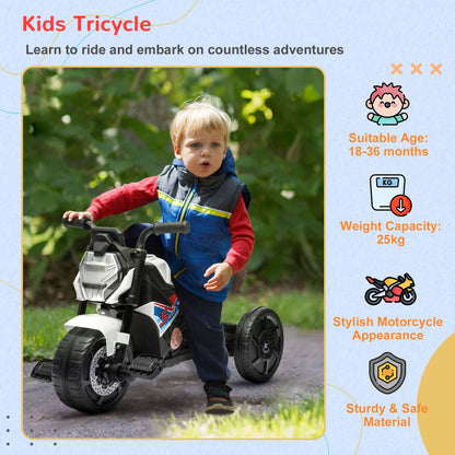 AIYAPLAY Motorcycle Design, 3 in 1 Toddler Trike, Sliding Car, Balance Bike with toy safety light, Music, Horn, White