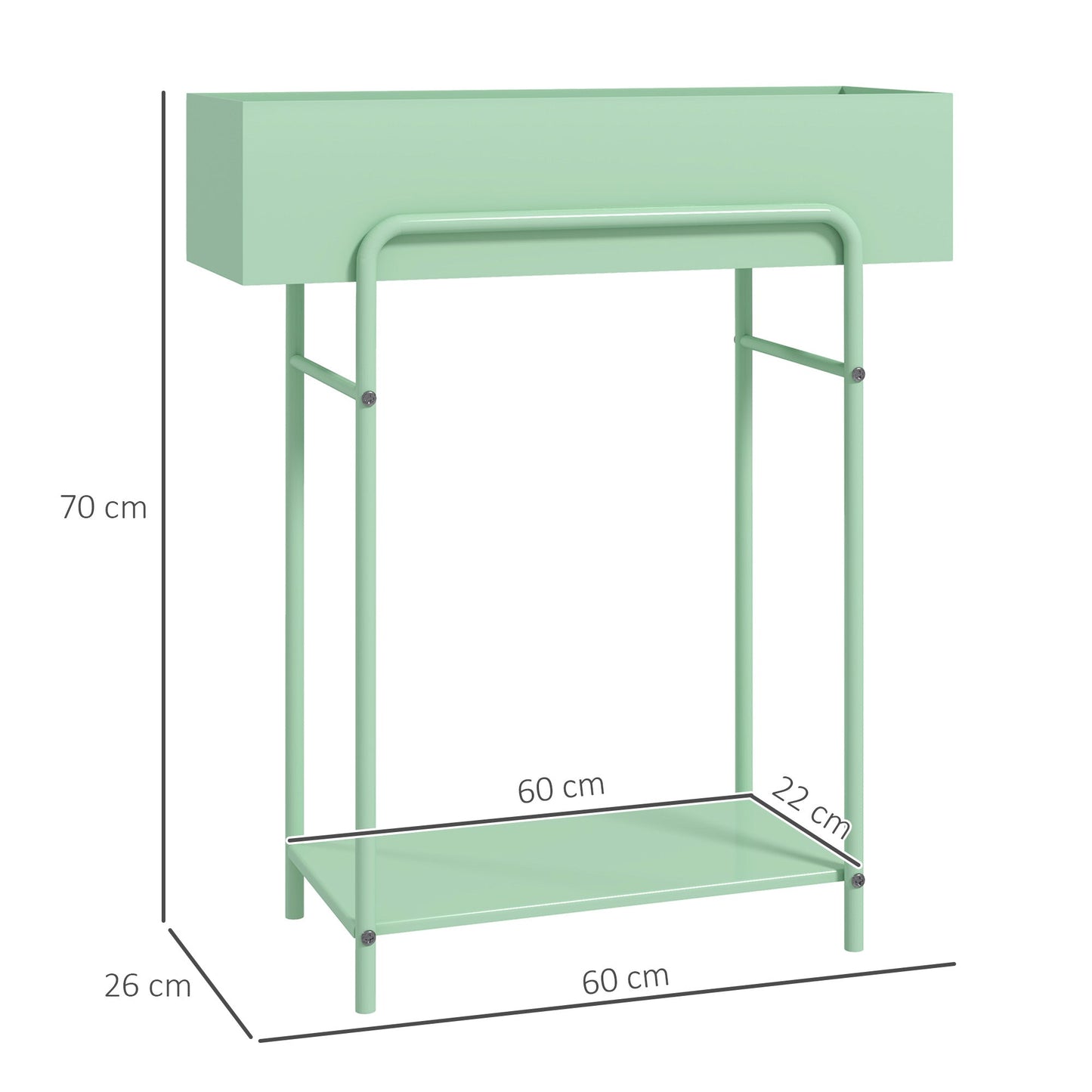 Outsunny 2 Tier Plant Stand, Metal Plant Rack Shelf with Drain Holes, Floor-standing Flower Pot Stand for Indoor Outdoor Garden Patio Balcony Living Room, Green