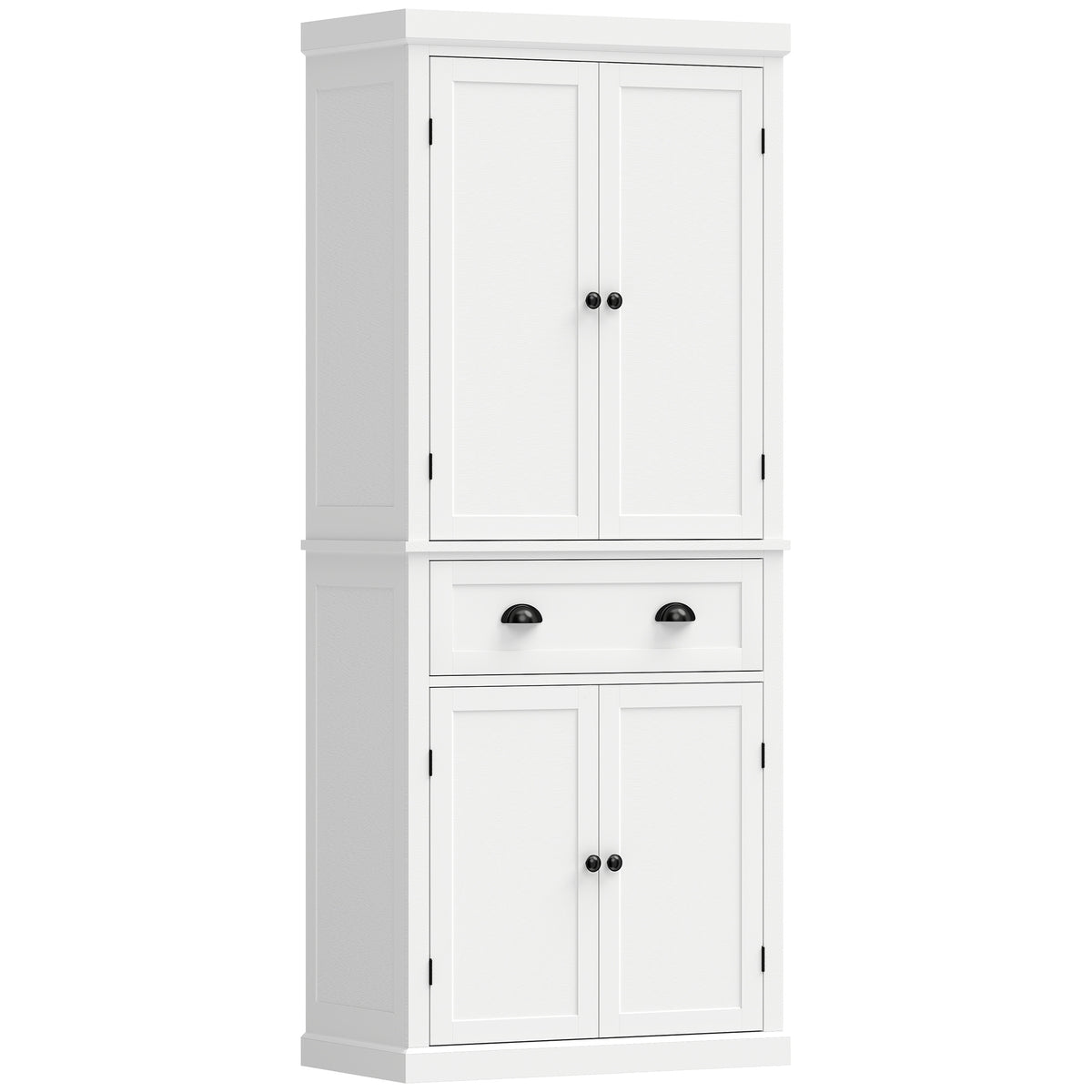 HOMCOM Tall Kitchen Cupboard, 183 cm Freestanding Storage Cabinet with Drawer, 4 Doors and Adjustable Shelves, White