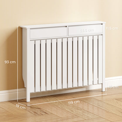 HOMCOM 93 x 119cm Rustic-Look Radiator Cover - White