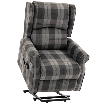 HOMCOM Power Lift Recliner Chair with Vibration Massage, Heat, Checked Lift Chair with Remote, Side Pockets, Grey