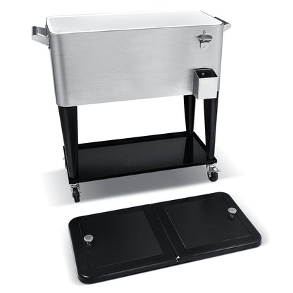 76L Bar Party Drink Ice Bucket Trolley Car Cooler for Outdoor Patio Pool