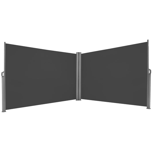 600 x 160 cm Patio Double-Sided Retractable Folding Side Awning