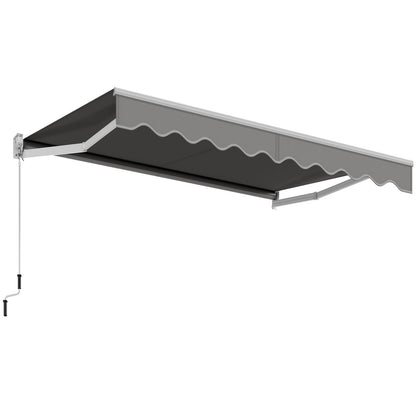 10 x 8 Feet Aluminum Retractable Awning with Crank Handle and Water-Resistant Polyester-Grey