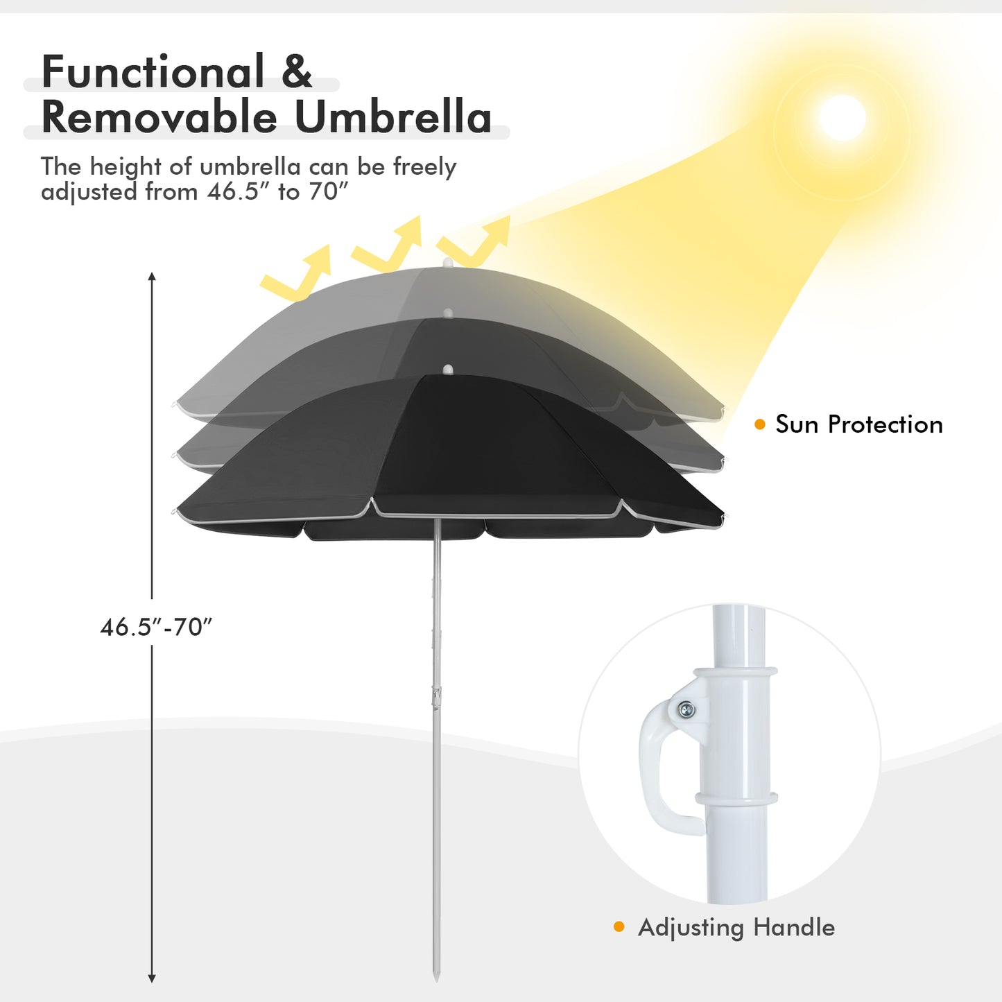 Portable Double Camping Chair with Umbrella and Ice Bag-Black