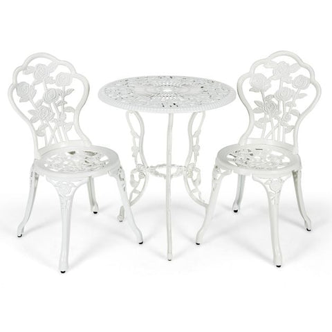 Cast Aluminum Patio Bistro Set with 2 Chairs for Balcony & Poolside