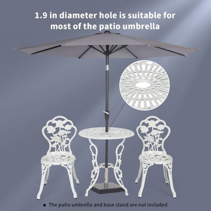 Cast Aluminum Patio Bistro Set with 2 Chairs for Balcony & Poolside