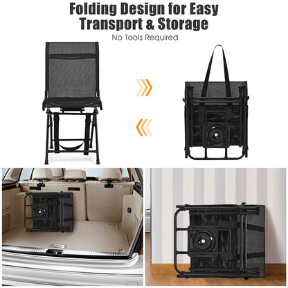 360° Swivel Hunting Blind Chair with Sturdy Metal Frame Support up to 330 lbs-Black