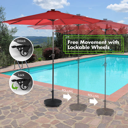 24KG Resin Umbrella Base with Lockable Wheels and Adjustable Hole