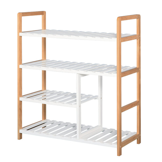 HOMCOM 4 Tier Shoe Racks Storage Stand Shelf Organizer Wood Frame 78 x 68 x 26 cm Hallway Furniture