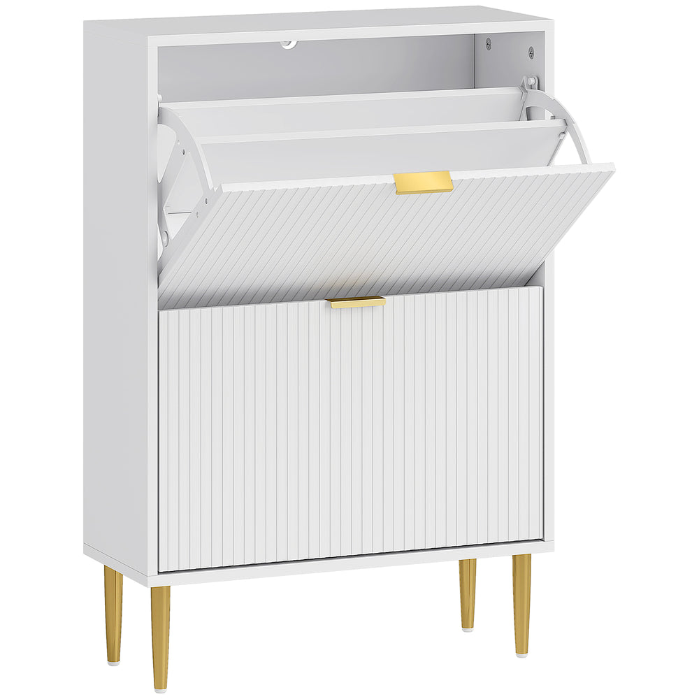 HOMCOM Elegant Two-Drawer Shoe Cabinet - White