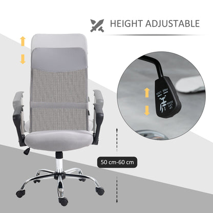 Vinsetto Ergonomic Office Chair Mesh Chair with Adjustable Height Tilt Function Light Grey